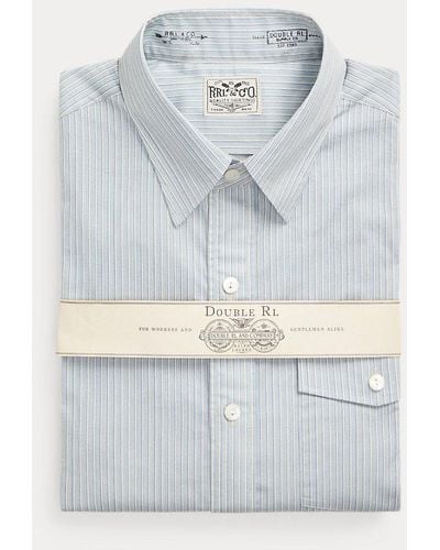 RRL Slim Fit Stripe-print Woven Shirt - Blue
