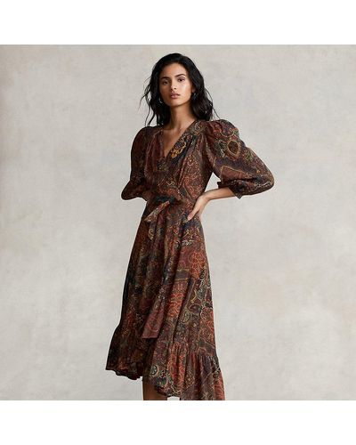 Ralph Lauren Print Cotton Wrap Dress - Brown