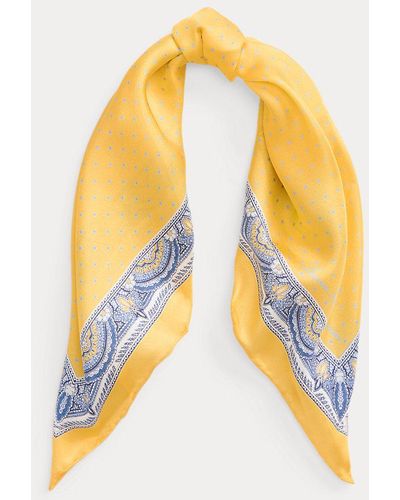 Lauren by Ralph Lauren Foulard Simone in twill di seta a pois - Giallo