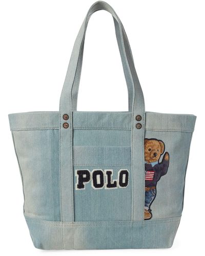 Polo Ralph Lauren Canvas Polo Bear Tote Bag - Blue