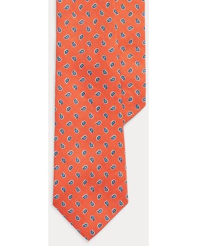 Polo Ralph Lauren Cravatta in lino con stampa a pigne - Rosso