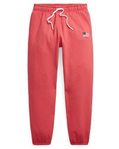 Polo Ralph Lauren Flag Graphic Fleece Athletic Trouser - Red