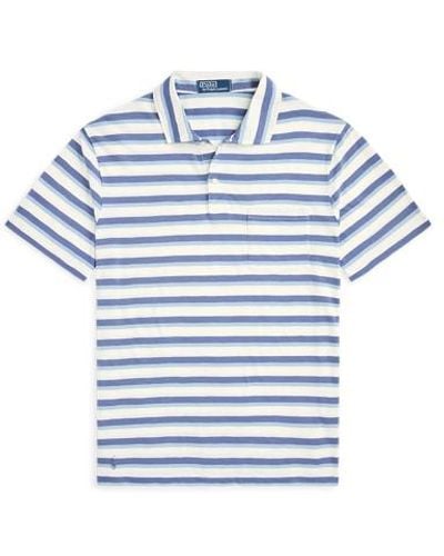 Polo Ralph Lauren Standard Fit Striped Jersey Polo Shirt - Blue