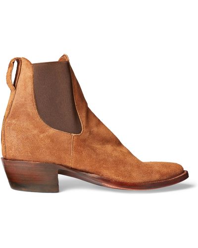 RRL Plainview Suede Chelsea Boot - Brown