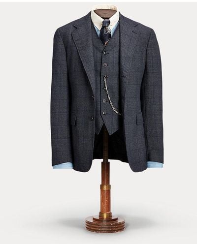 RRL Glen Plaid Twill Suit Jacket - Blue