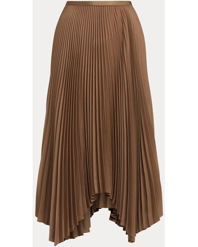 Polo Ralph Lauren Pleated Georgette Handkerchief Skirt - Brown