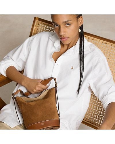 Ralph Lauren Suede-leather Small Bellport Bucket Bag - White