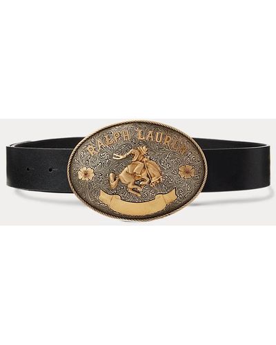 Ralph Lauren Collection Rodeo-buckle Vachetta Leather Wide Belt - Brown