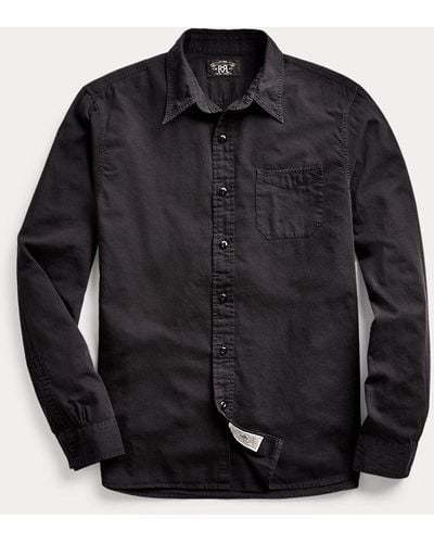RRL Garment-dyed Keperstof Overhemd - Zwart