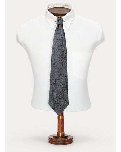 RRL Geblümte Krawatte aus Seidenjacquard - Weiß
