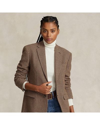 Polo Ralph Lauren Houndstooth Tweed Wool-blend Blazer - Brown