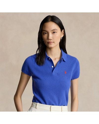 Polo Ralph Lauren Slim-Fit Poloshirt aus Kaschmir - Blau