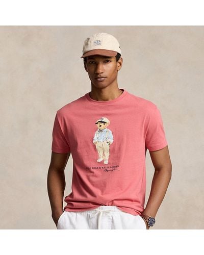 Ralph Lauren Classic-Fit Jersey-T-Shirt mit Polo Bear - Rot