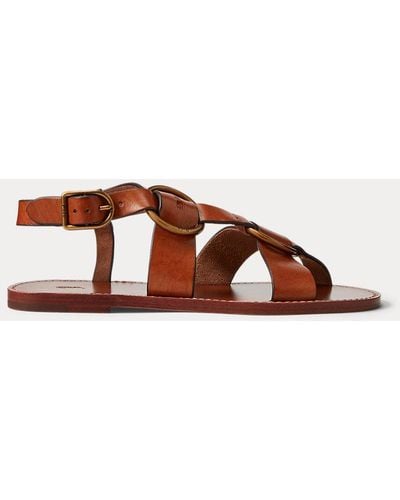 Polo Ralph Lauren Double O-ring Leather Sandal - Brown