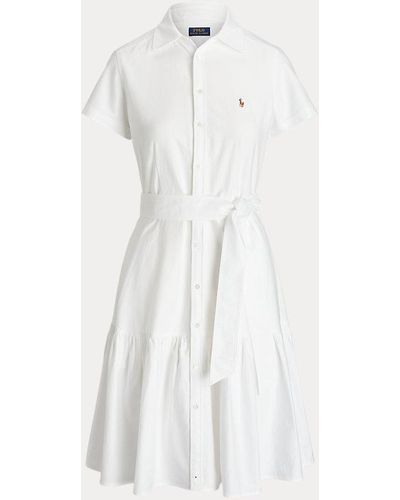 Polo Ralph Lauren Vestido camisero de algodón con cinturón - Blanco