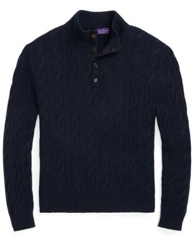 Ralph Lauren Purple Label Kaschmir-Pullover mit Zopfmuster - Blau