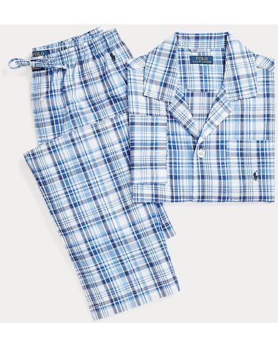 Polo Ralph Lauren Monogram-print Cotton Pyjama Set - Blue