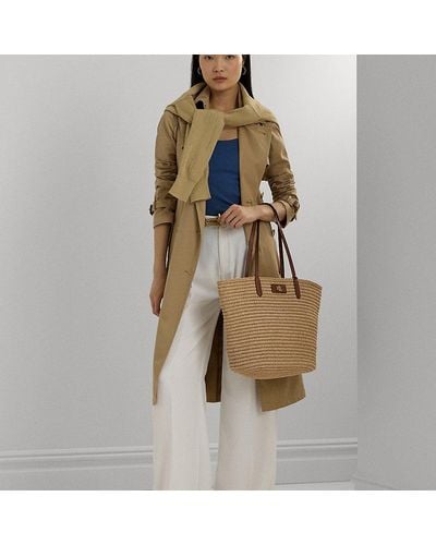 Lauren by Ralph Lauren Leather-trim Straw Large Brie Tote Bag - Brown