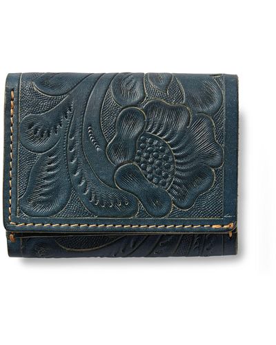 RRL Tooled Indigo Leather Wallet - Blue