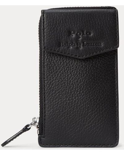 Polo Ralph Lauren Pebbled Leather Zip Card Case - Black