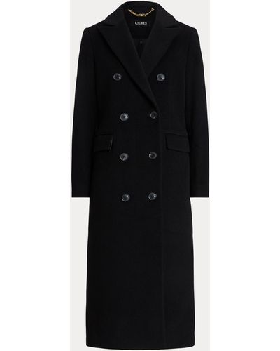 Ralph Lauren Long manteau croisé en laine mélangée - Noir