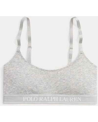 Polo Ralph Lauren Repeat-logo Cropped Scoopneck Tank - Grey