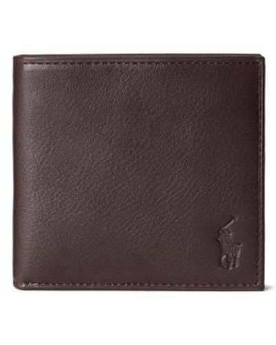 Polo Ralph Lauren Pebbled Leather Billfold Wallet - Brown
