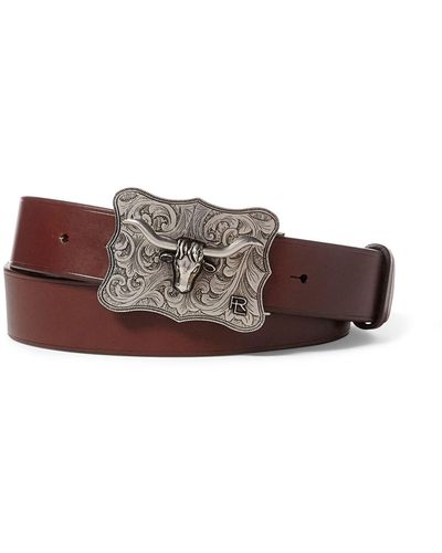 Ralph Lauren Longhorn-buckle Leather Belt - Brown