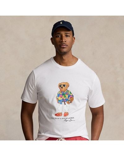 Ralph Lauren Tallas Grandes - Camiseta de punto jersey con Polo Bear - Blanco