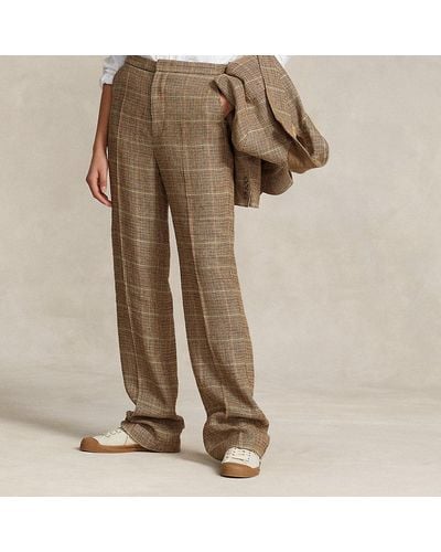 Polo Ralph Lauren Karierte Hose aus Leinen und Seide - Natur