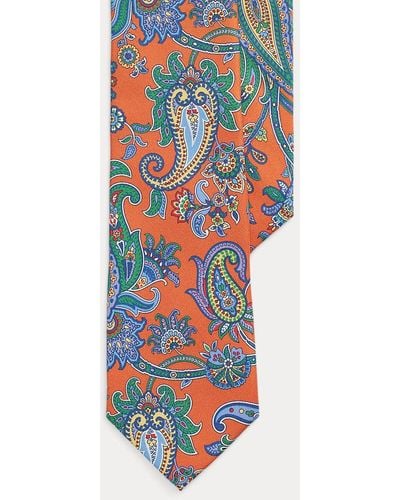 Polo Ralph Lauren Corbata de sarga de seda con estampado - Azul