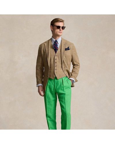 Polo Ralph Lauren Pleated Linen Trouser - Green
