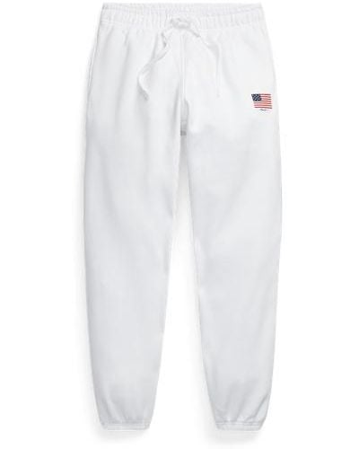 Polo Ralph Lauren Fleece-Sporthose mit Flaggengrafik - Weiß