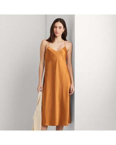 Lauren by Ralph Lauren Trägerkleid aus Charmeuse - Orange