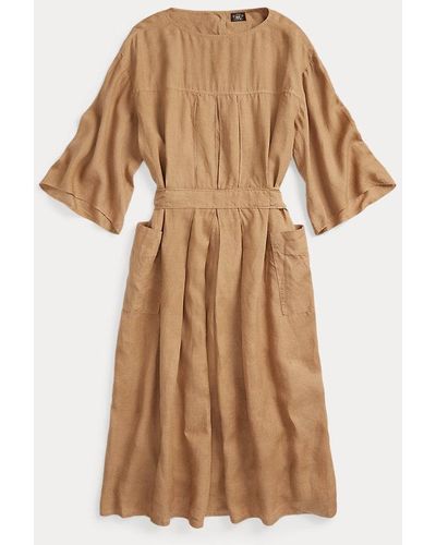 RRL Linen Boatneck Dress - Brown