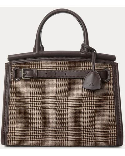 Ralph Lauren Glen Plaid Medium Rl50 Handbag - Brown