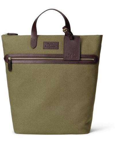 Polo Ralph Lauren Leather-trim Canvas Tote - Green