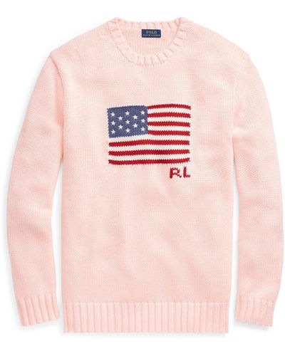 Ralph Lauren Pink Pony Flag Cotton Sweater