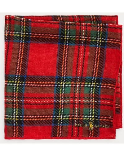 Polo Ralph Lauren Plaid Wool Pocket Square - Red