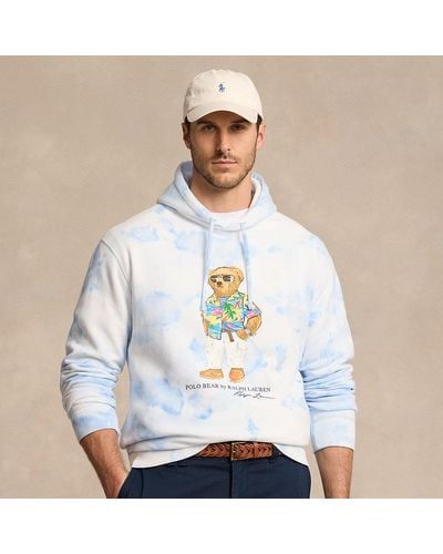 Ralph Lauren Grotere Maten - Tie-dye Fleece Hoodie Met Polo Bear - Blauw