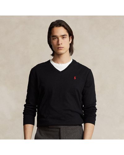 Ralph Lauren Cotton V-neck Sweater - Black