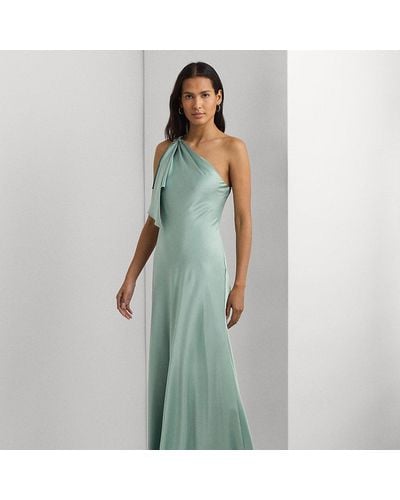 Lauren by Ralph Lauren Abito monospalla in charmeuse di raso - Blu