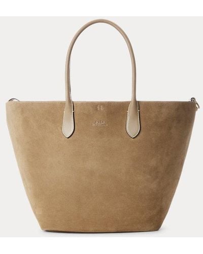 Polo Ralph Lauren Leather-trim Suede Large Bellport Tote - Natural