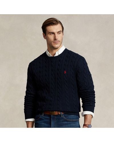 Ralph Lauren Taglie Plus - Maglia in cotone a trecce - Blu