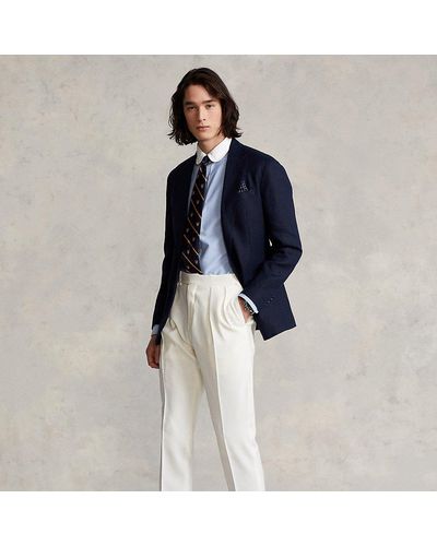 Polo Ralph Lauren Pantalon à pinces en laine barathéa - Bleu