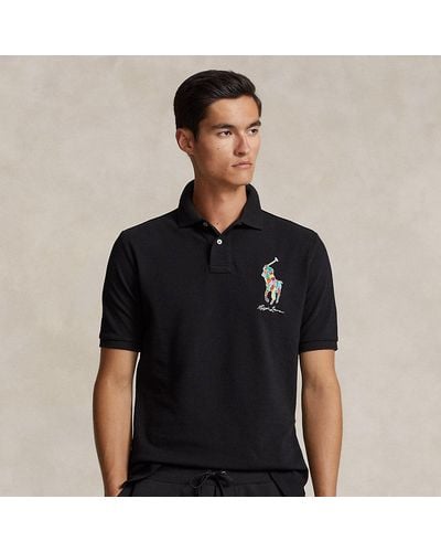 Ralph Lauren Classic Fit Big Pony Mesh Polo Shirt - Black