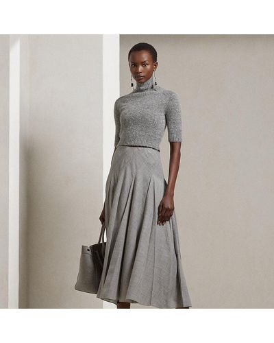 Ralph Lauren Collection Ralph Lauren Harleigh Pleated Wool Skirt - Grey