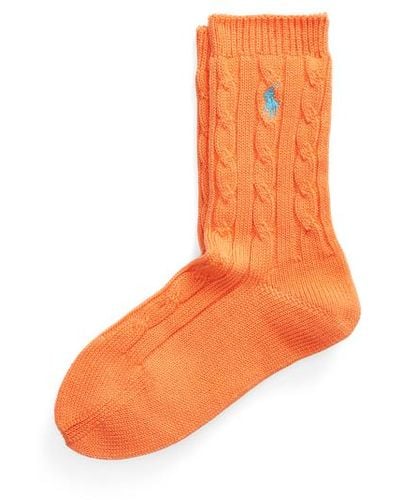 Polo Ralph Lauren Crew-Socken mit Zopfmuster - Orange