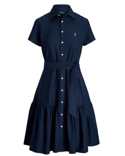 Polo Ralph Lauren Belted Cotton Oxford Shirtdress - Blue