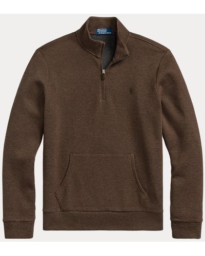 Ralph Lauren Double-knit Mesh Quarter-zip Pullover - Brown